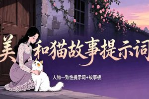 美女和猫故事提示词,人物一致性提示词+故事板