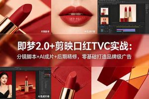 即梦2.0+剪映口红TVC实战：分镜脚本+AI成片+后期精修，零基础打造品牌级广告