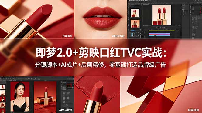 即梦2.0+剪映口红TVC实战:分镜脚本+AI成片+后期精修,零基础打造品牌级广告插图 即梦2.0+剪映口红TVC实战:分镜脚本+AI成片+后期精修,零基础打造品牌级广告插图