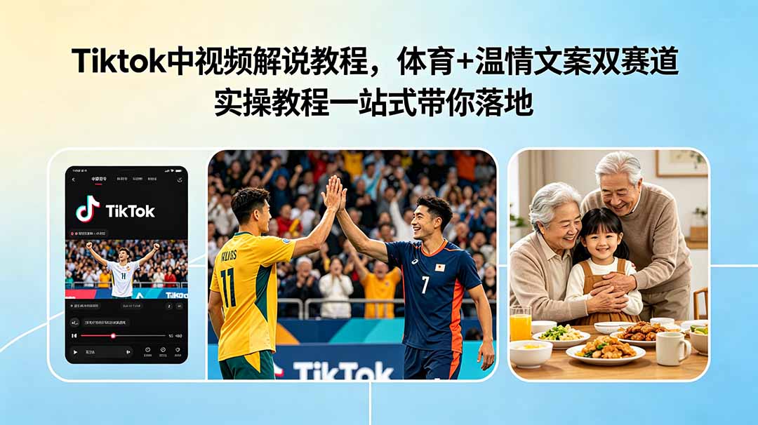 Tiktok中视频解说教程,体育+温情文案双赛道实操教程一站式带你落地插图 Tiktok中视频解说教程,体育+温情文案双赛道实操教程一站式带你落地插图