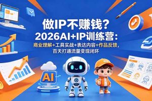 做IP不赚钱?2026AI+IP训练营:商业理解+工具实战+表达内容+作品反馈,百天打通流量变现闭环