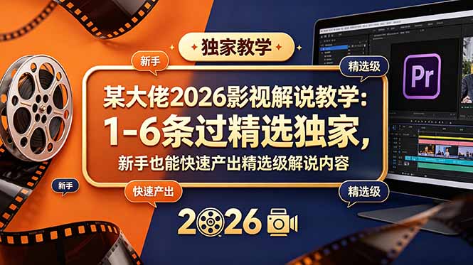 某大佬2026影视解说教学：1-6条过精选独家，新手也能快速产出精选级解说内容插图