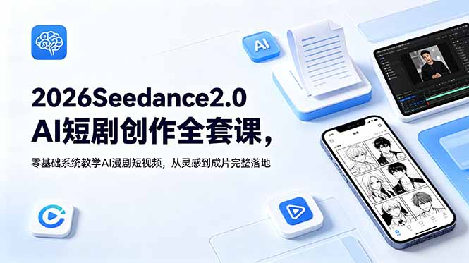 2026Seedance2.0AI短剧创作全套课，零基础系统教学AI漫剧短视频，从灵感到成片完整落地插图