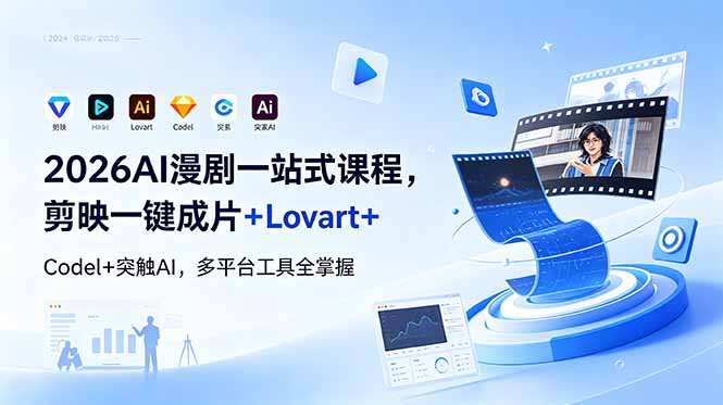 2026AI 漫剧一站式课程,剪映一键成片+Lovart+Codel+突触AI,多平台工具全掌握插图 2026AI 漫剧一站式课程,剪映一键成片+Lovart+Codel+突触AI,多平台工具全掌握插图