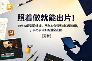 照着做就能出片！19节AI短剧导演课，从剧本分镜到对口型剪辑，手把手带你跑通全流程