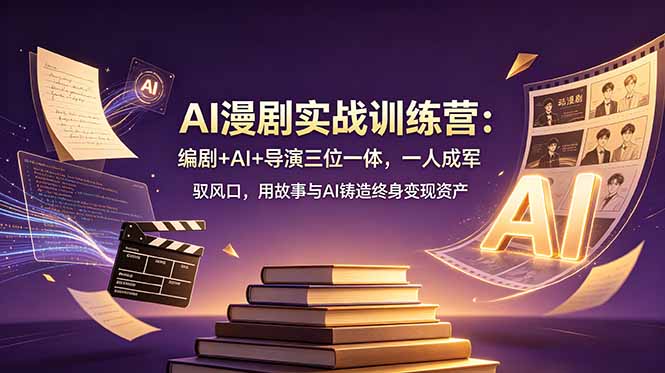 AI漫剧实战训练营：编剧+AI+导演三位一体，一人成军 驭风口，用故事与AI铸造终身变现资产插图