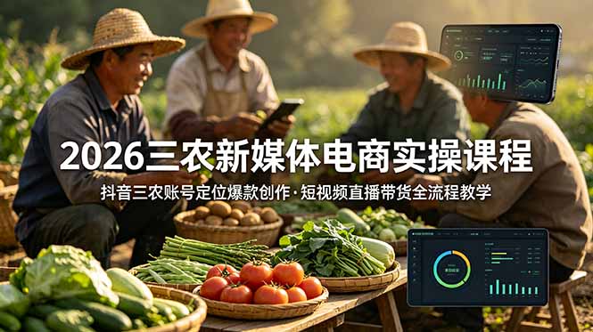 2026三农新媒体电商实操课程：抖音三农账号定位爆款创作，短视频直播带货全流程教学插图