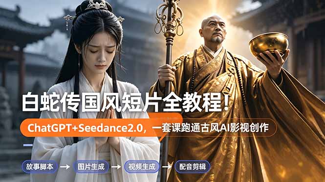 白蛇传-国风短片全教程!ChatGPT+Seedance2.0,一套课跑通古风AI影视创作插图 白蛇传-国风短片全教程!ChatGPT+Seedance2.0,一套课跑通古风AI影视创作插图
