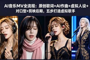 AI音乐MV全流程：原创歌词+AI作曲+虚拟人设+对口型+剪映后期，五步打造虚拟歌手