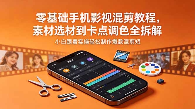 零基础手机影视混剪教程,素材选材到卡点调色全拆解,小白跟着实操轻松制作爆款混剪短片插图 零基础手机影视混剪教程,素材选材到卡点调色全拆解,小白跟着实操轻松制作爆款混剪短片插图