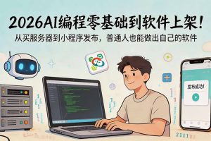 2026AI编程零基础到软件上架!从买服务器到小程序发布,普通人也能做出自己的软件