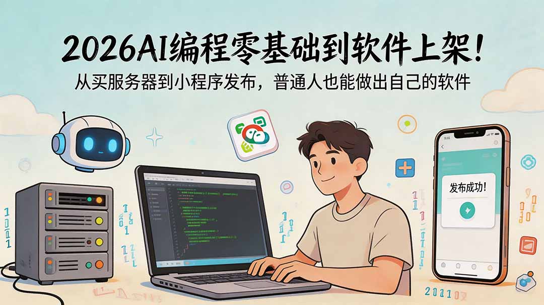 2026AI编程零基础到软件上架!从买服务器到小程序发布,普通人也能做出自己的软件插图 2026AI编程零基础到软件上架!从买服务器到小程序发布,普通人也能做出自己的软件插图