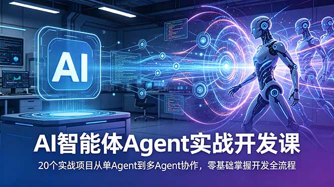 AI智能体Agent实战开发课：20个实战项目从单Agent到多Agent协作，零基础掌握开发全流程插图