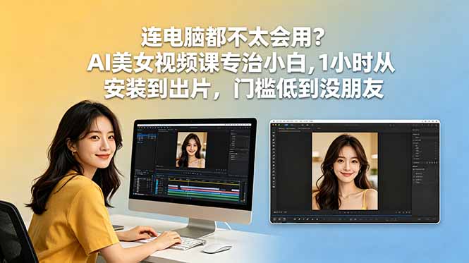连电脑都不太会用?AI美女视频课专治小白,1小时从安装到出片,门槛低到没朋友插图 连电脑都不太会用?AI美女视频课专治小白,1小时从安装到出片,门槛低到没朋友插图