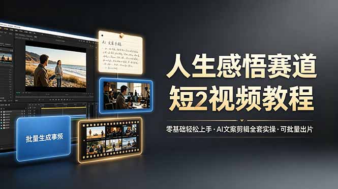 人生感悟赛道短视频教程，零基础轻松上手，AI文案剪辑全套实操可批量出片插图