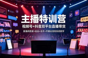 主播特训营:视频号+抖音双平台直播带货,直播间搭建+选品+话术+开播全流程系统教学