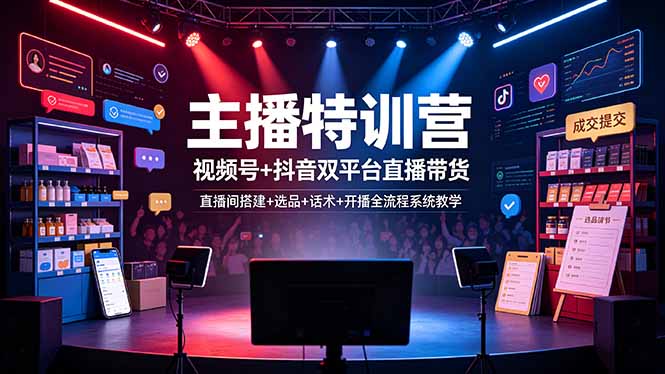 主播特训营:视频号+抖音双平台直播带货,直播间搭建+选品+话术+开播全流程系统教学插图 主播特训营:视频号+抖音双平台直播带货,直播间搭建+选品+话术+开播全流程系统教学插图