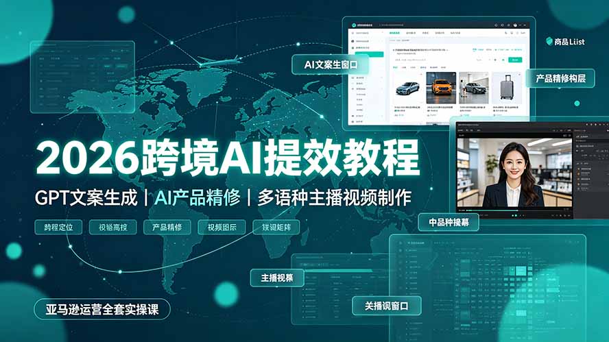 2026跨境AI提效教程·GPT文案生成｜AI产品精修｜多语种主播视频制作，亚马逊运营全套实操课插图