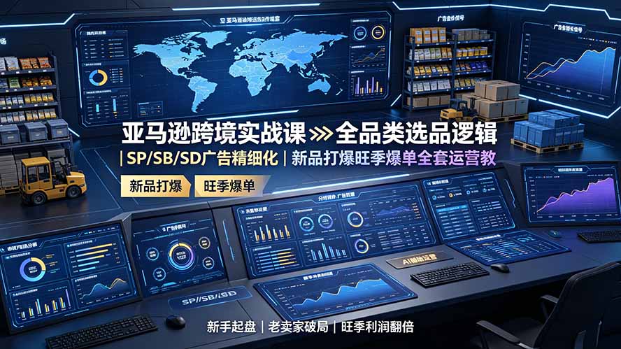 亚马逊跨境实战课：全品类选品逻辑｜SP/SB/SD广告精细化｜新品打爆旺季爆单全套运营教程插图