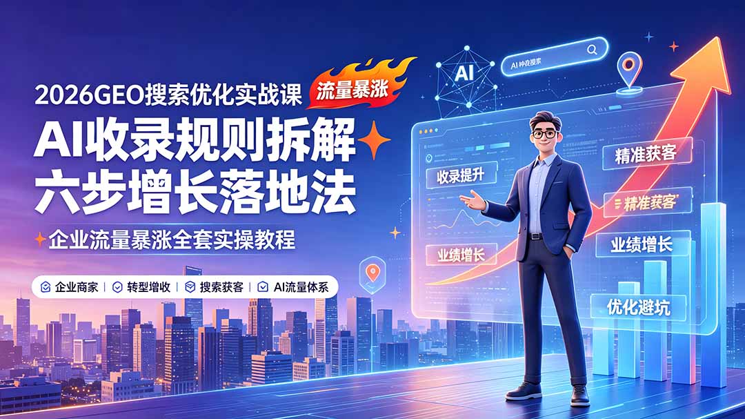 2026GEO搜索优化实战课：AI收录规则拆解｜六步增长落地法｜企业流量暴涨全套实操教程插图