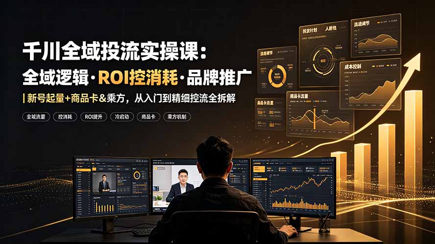 千川全域投流实操课：全域逻辑·ROI控消耗·品牌推广｜新号起量+商品卡&乘方，从入门到精细控流全拆解插图