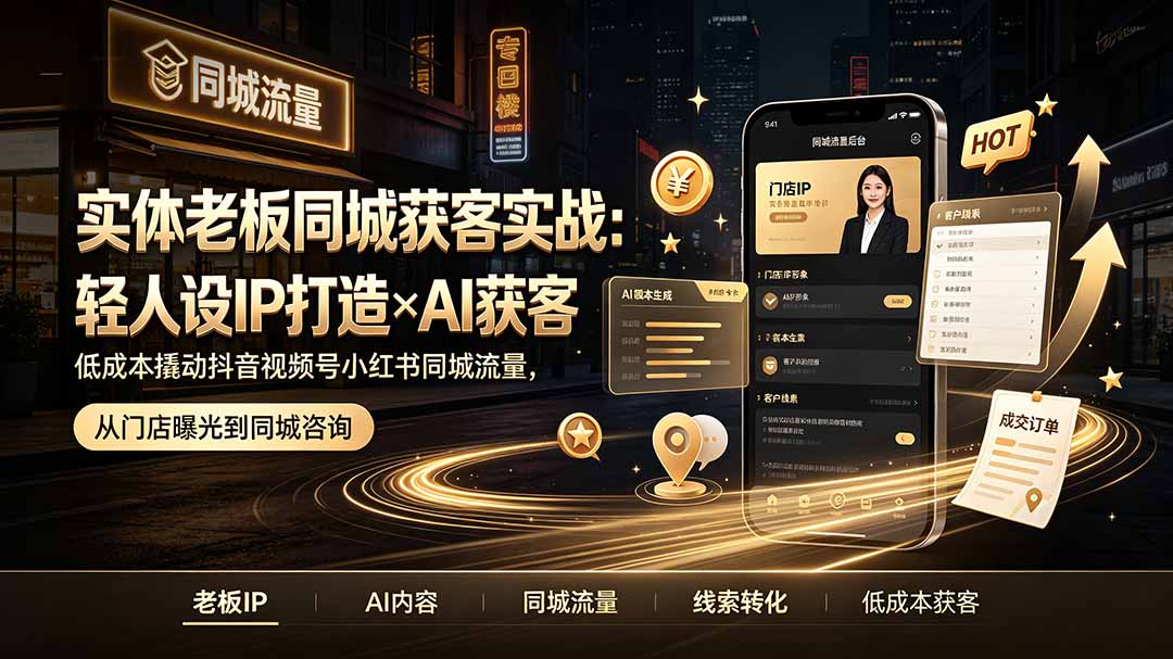 实体老板同城获客实战：轻人设IP打造×AI获客，低成本撬动抖音视频号小红书同城流量插图