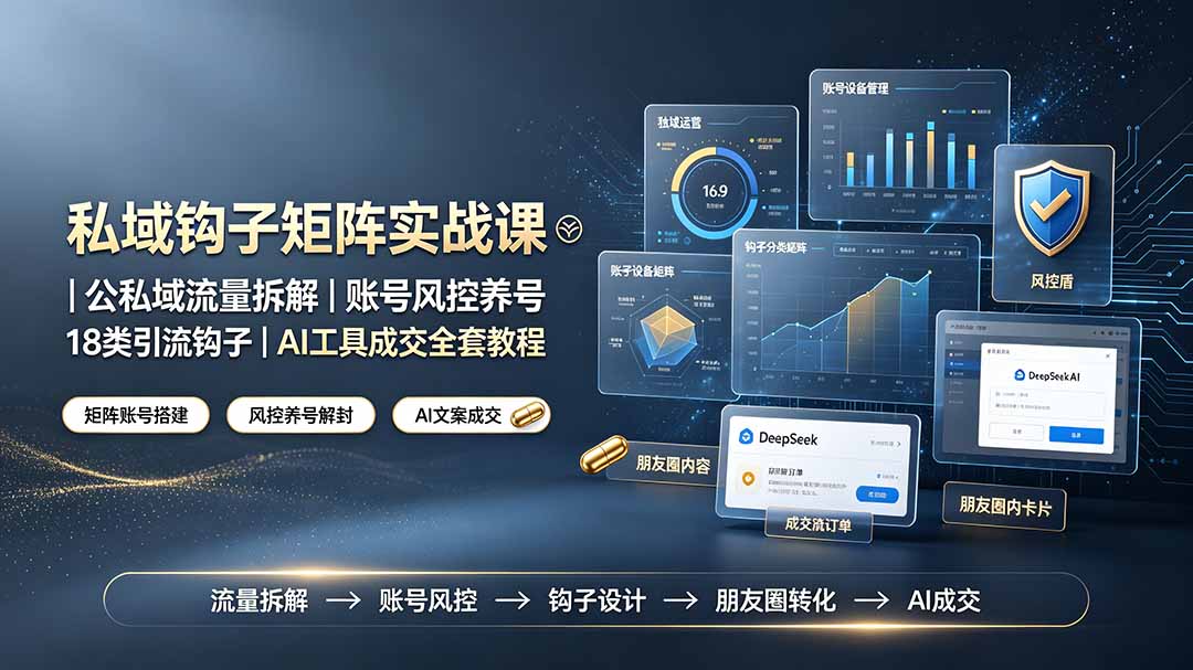 私域钩子矩阵实战课〓公私域流量拆解｜账号风控养号｜18类引流钩子｜AI工具成交全套教程插图