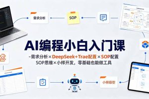 AI编程小白入门课-需求分析×DeepSeek+Trae配置×SOP思维×小样开发，零基础也能做工具
