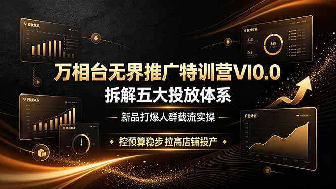 万相台无界推广特训营VI0.0，拆解五大投放体系，新品打爆人群截流实操，控预算稳步拉高店铺投产插图