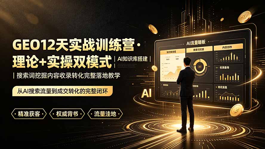 GEO12天实战训练营·理论+实操双模式｜AI知识库搭建｜搜索词挖掘内容收录转化完整落地教学插图
