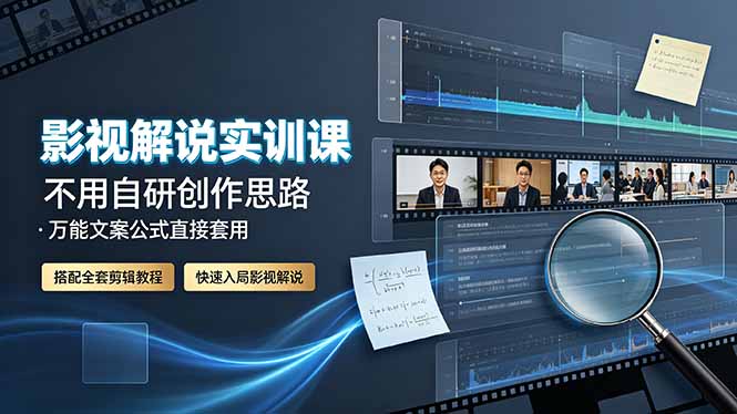 影视解说实训课：不用自研创作思路，万能文案公式直接套用，搭配全套剪辑教程，快速入局影视解说插图