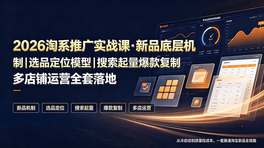 2026淘系推广实战课·新品底层机制｜选品定位模型｜搜索起量爆款复制多店铺运营全套落地教程插图