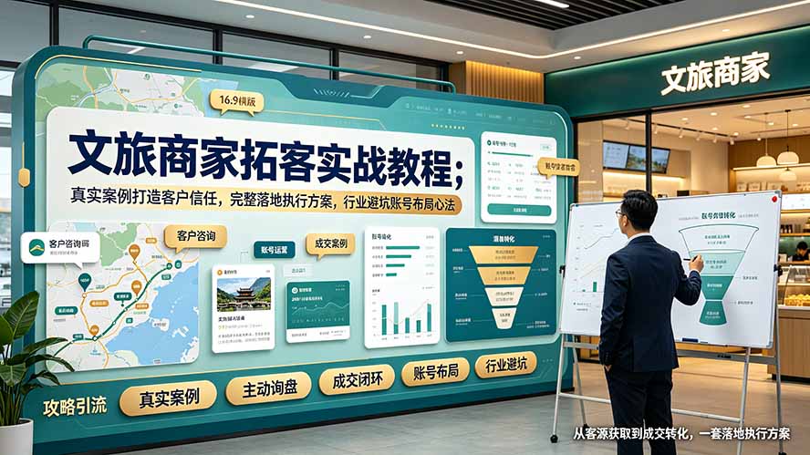 文旅商家拓客实战教程；真实案例打造客户信任，完整落地执行方案，行业避坑账号布局心法插图
