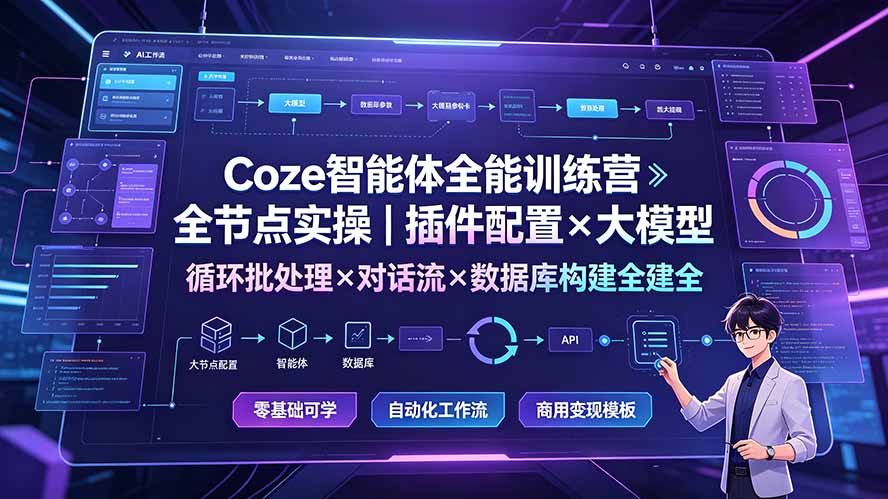 Coze智能体全能训练营：全节点实操｜插件配置×大模型×循环批处理×对话流×数据库构建全教学插图