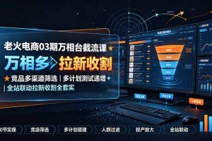 万相台截流课：竞品多渠道筛选｜多计划测试递增｜全站联动拉新收割全套实操教学