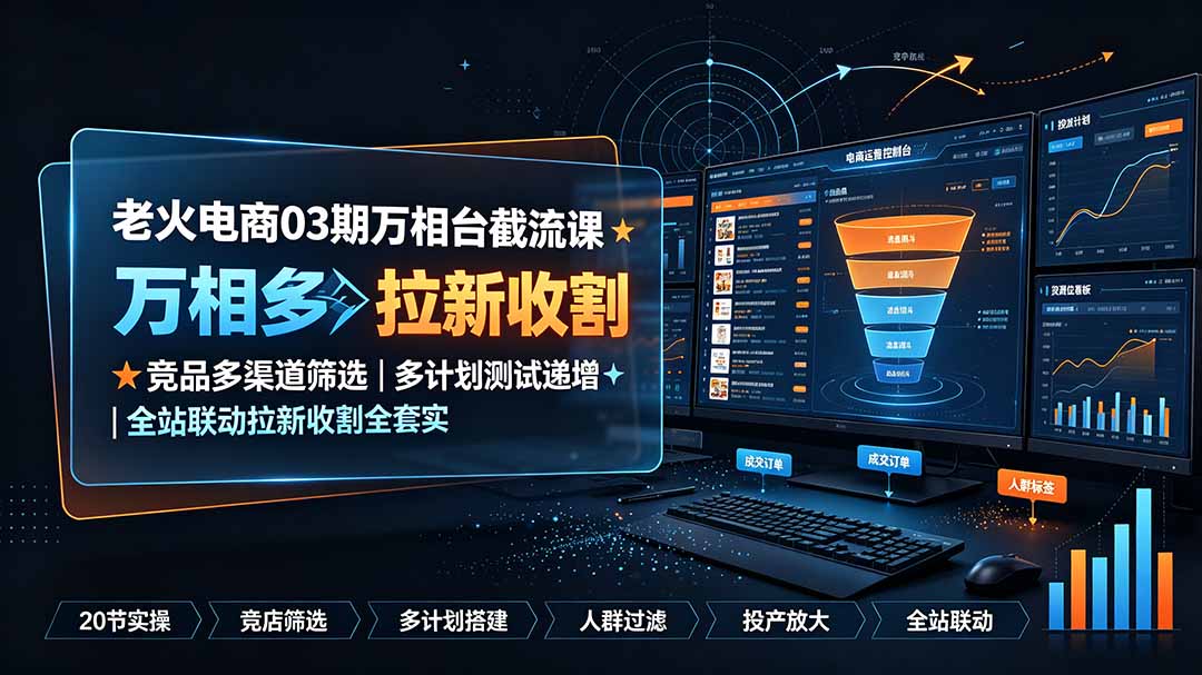 万相台截流课：竞品多渠道筛选｜多计划测试递增｜全站联动拉新收割全套实操教学插图