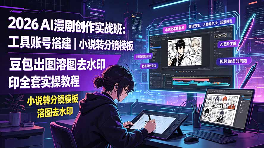 2026AI漫剧创作实战班：工具账号搭建｜小说转分镜模板｜豆包出图溶图去水印全套实操教程插图