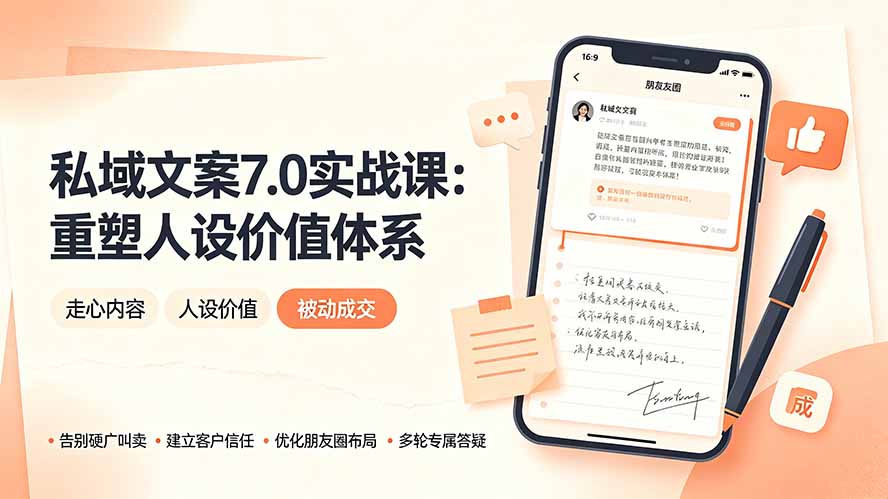 私域文案实战课7.0：重塑人设价值体系｜-告别硬广推销×走心内容×自我价值塑造，实现被动成交插图