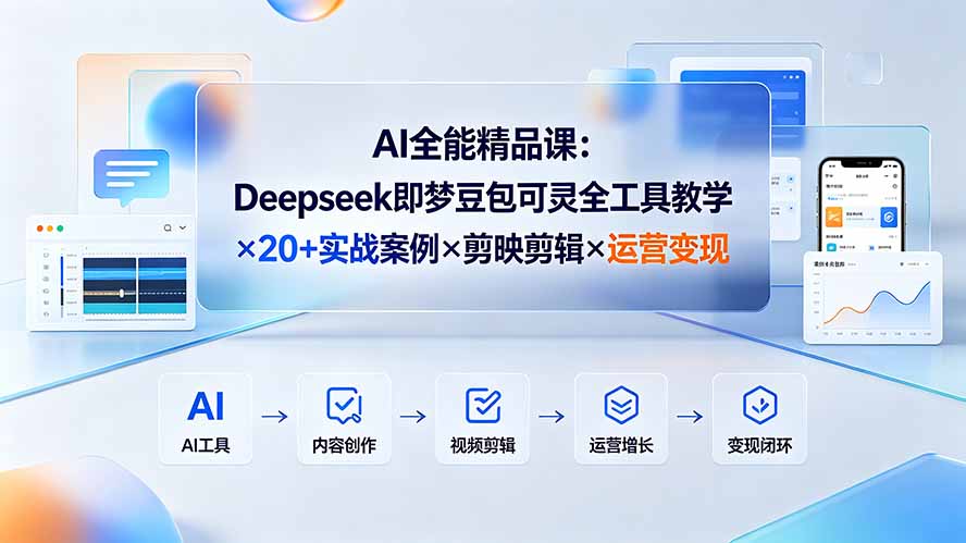 AI全能精品课：Deepseek即梦豆包可灵全工具教学×20+实战案例×剪映剪辑×运营变现插图