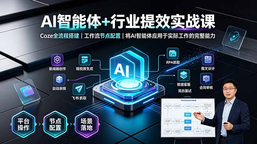 AI智能体+行业提效实战课·Coze全流程搭建｜工作流节点配置｜将AI智能体应用于实际工作的完整能力插图