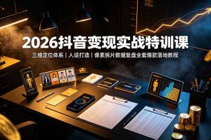 2026抖音变现实战特训课：三维定位体系｜人设打造｜像素拆片数据复盘全套爆款落地教程