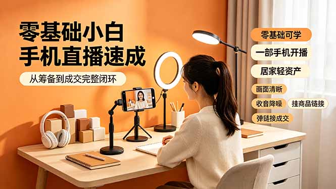 零基础小白手机直播速成，从筹备到成交完整闭环，适配苹果安卓系统，解决杂音卡顿留人难问题插图