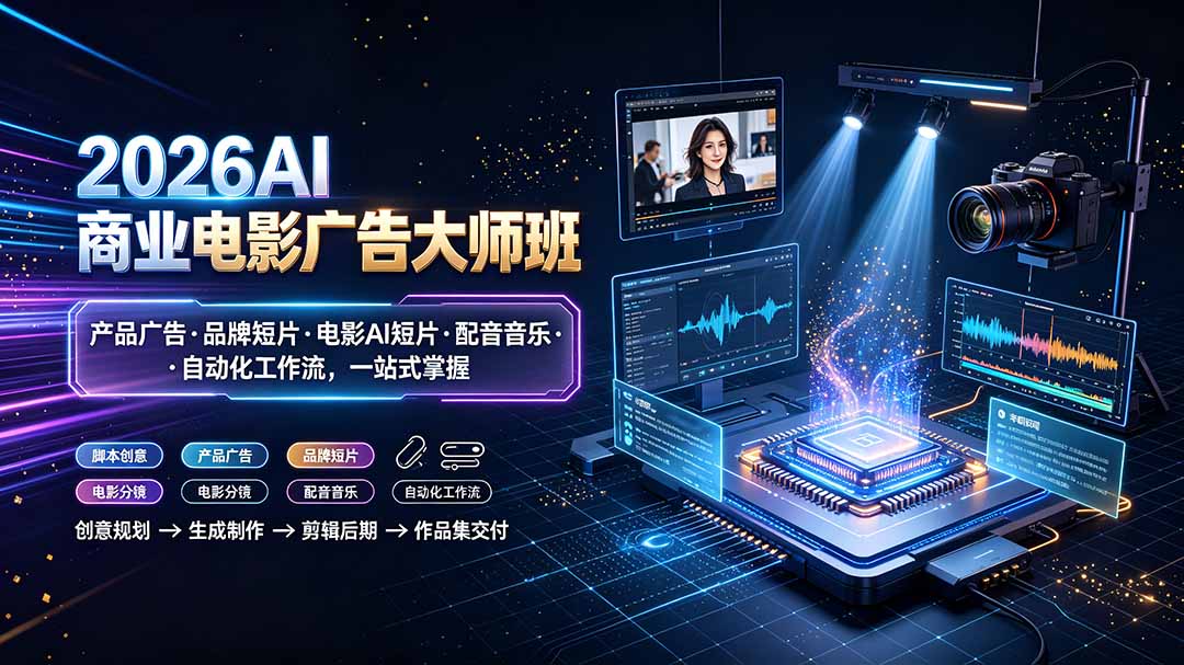 2026AI商业电影广告大师班：产品广告·品牌短片·电影AI短片·配音音乐·自动化工作流，一站式掌握插图1