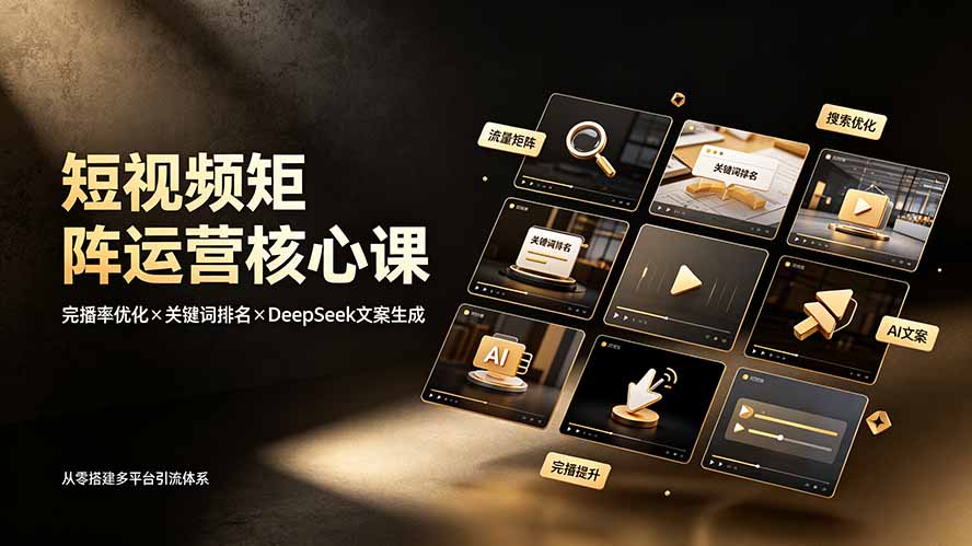 短视频矩阵运营核心课：完播率优化×关键词排名×DeepSeek文案生成，从零搭建多平台引流体系插图