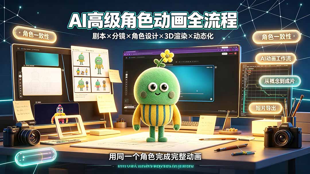 AI高级角色动画全流程：剧本×分镜×角色设计×3D渲染×动态化，从概念到成片一站式教学插图1