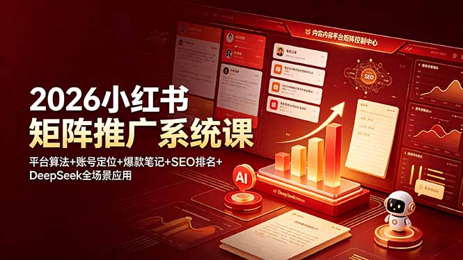 2026小红书矩阵推广系统课:平台算法+账号定位+爆款笔记+SEO排名+DeepSeek全场景应用插图 2026小红书矩阵推广系统课:平台算法+账号定位+爆款笔记+SEO排名+DeepSeek全场景应用插图