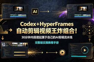 Codex＋HyperFrames自动剪辑视频王炸组合！30分钟内搭建起属于自己的AI剪辑流水线（完整版实操教程手册）