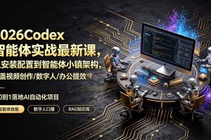 2026Codex智能体实战最新课，从安装配置到智能体小镇架构，涵盖视频创作/数字人/办公提效全技能