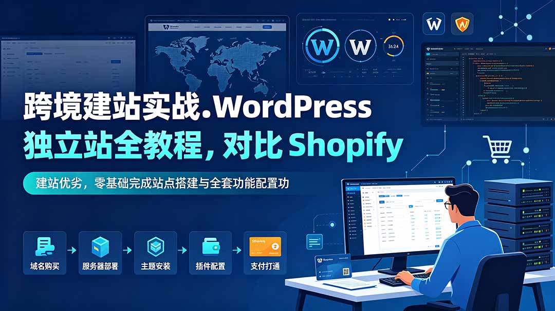跨境建站实战：WordPress 独立站全教程，对比 Shopify 建站优劣，零基础完成站点搭建与全套功能配置插图
